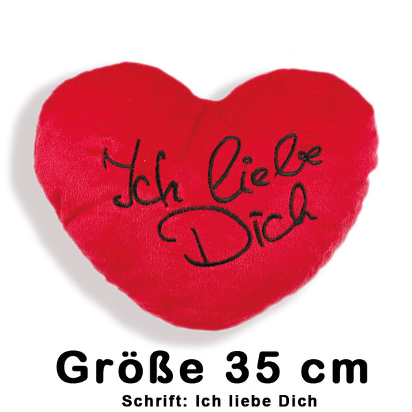Herz Kissen - Plüschkissen - Kissenherz 35 cm -  Ich liebe Dich