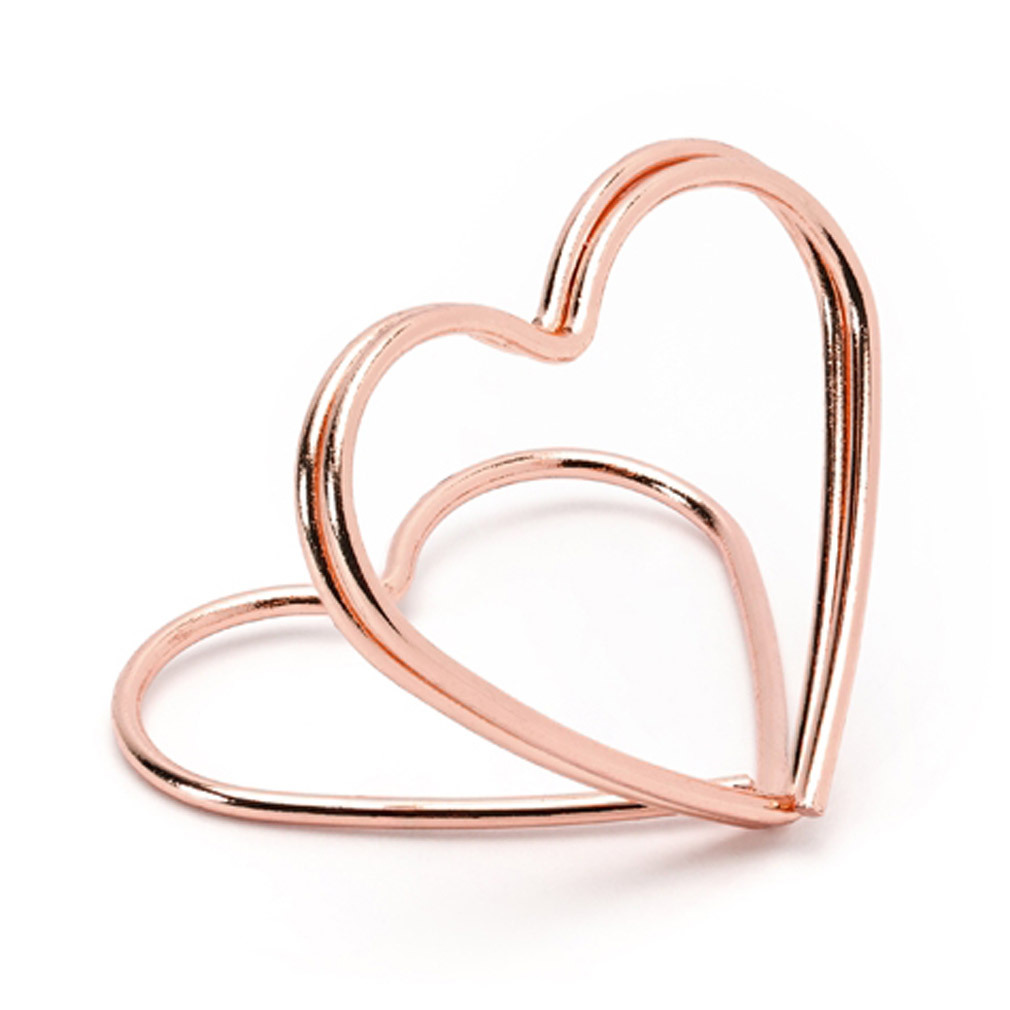 20er Tischkartenhalter roséfarben für den Hochzeitstisch Metall in Herzform