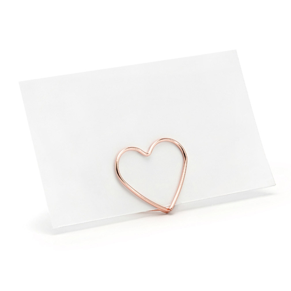 20er Tischkartenhalter roséfarben für den Hochzeitstisch Metall in Herzform