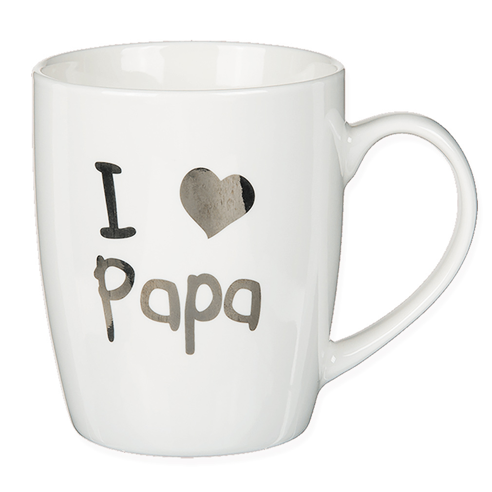 Tasse Kaffeebecher Kaffeetasse Becher Teetasse Herz Design Porzellan I love Papa